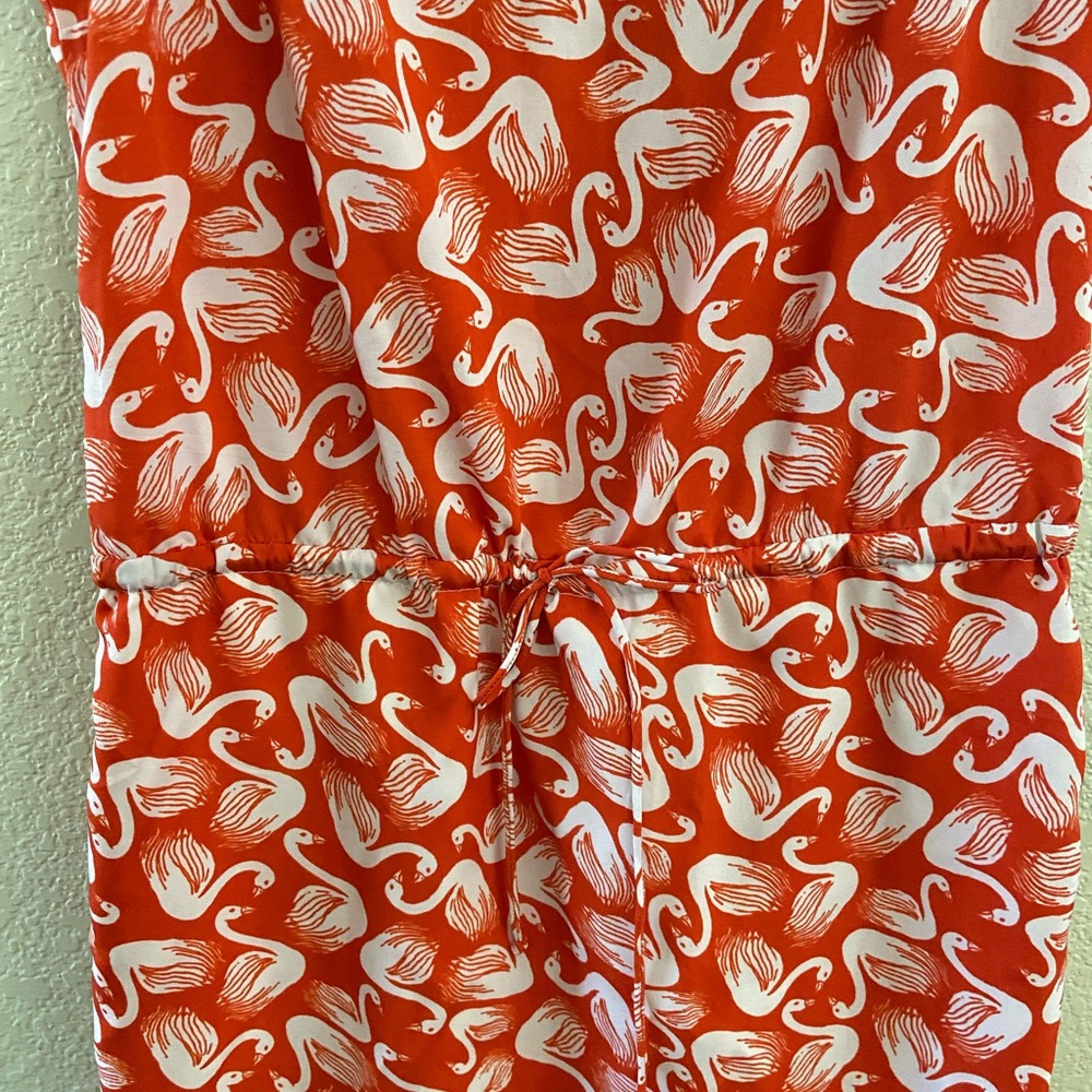 Anthropologie Porridge Orange White Swan Mini Dress Sz X Small - Picture 4 of 12